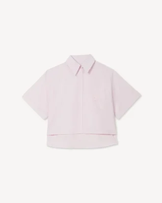 Boke Flower 2.0′ Pamuklu Poplin Kumaştan Kısa Düşük Omuzlu Gömlek