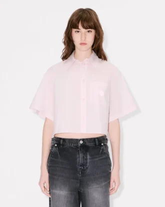 Boke Flower 2.0′ Pamuklu Poplin Kumaştan Kısa Düşük Omuzlu Gömlek
