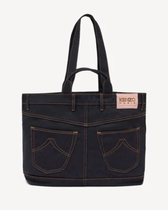 Denim benzeri dimi kumaştan Kenzo Five Pockets Tote Çanta