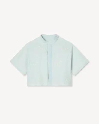 ‘Kenzo Cartoon’ Nakışlı, Stone Bleach Chambray Kısa Kollu Gömlek