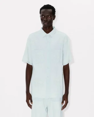 ‘Kenzo Cartoon’ Nakışlı, Stone Bleach Chambray Kısa Kollu Gömlek
