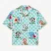Kenzo Cartoon’ Pamuklu Seersucker Hawaii Kısa Kollu Gömlek