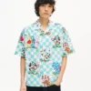 Kenzo Cartoon’ Pamuklu Seersucker Hawaii Kısa Kollu Gömlek