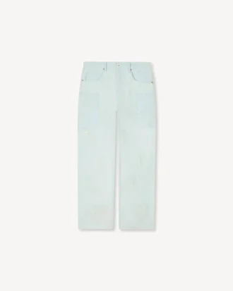 Kenzo Cartoon’ Stone Bleach Chambray Renkli Nakışlı Cargo Monkey Fit Jean