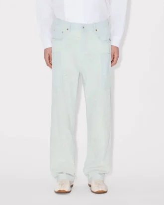 Kenzo Cartoon’ Stone Bleach Chambray Renkli Nakışlı Cargo Monkey Fit Jean