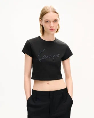Kenzo Signature’ Nakışlı Pamuklu Kısa Gömlek