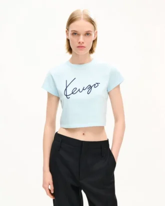 Kenzo Signature’ Nakışlı Pamuklu Kısa Gömlek
