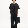 Kenzo Signature’ Pamuklu Poplin Kısa Kollu Beyzbol Gömleği