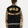 Kenzo Tiger’ Unisex Baskılı Varsity Ceket, Saf Yün