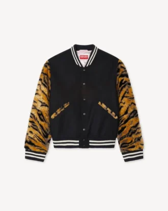 Kenzo Tiger’ Unisex Varsity Ceket, Saf Yün