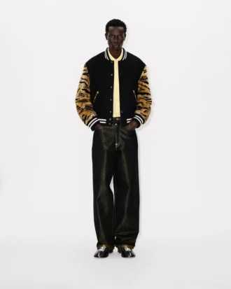 Kenzo Tiger’ Unisex Varsity Ceket, Saf Yün