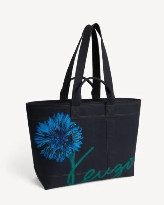 Kenzo Tulip’ Denim Benzeri Dimi Büyük Tote Çanta