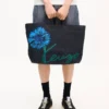 Kenzo Tulip’ Denim Benzeri Dimi Büyük Tote Çanta