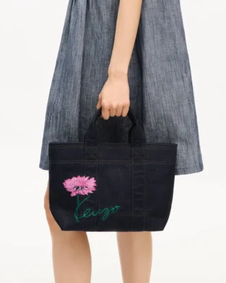 Kenzo Tulip’ Denim Benzeri Twill Küçük Tote Çanta