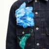 Kenzo Tulip’ Japon Deniminden Slim Plise Trucker Ceket