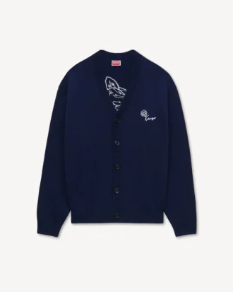 Kenzo Tulip’ Nakışlı Hırka Yün ve Pamuk