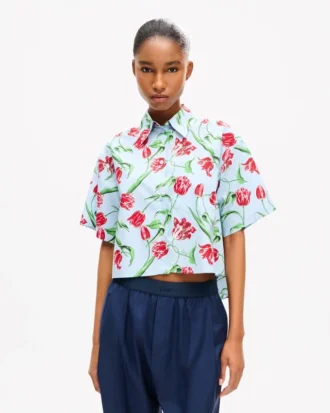 Kenzo Tulip’ Pamuklu Poplin Kısa Kollu Gömlek