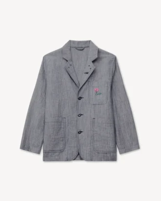 Kenzo Tulip’ Yıkanmış Karışık Keten Denim Hafif İş Kıyafeti Ceketi