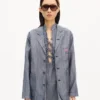Kenzo Tulip’ Yıkanmış Karışık Keten Denim Hafif İş Kıyafeti Ceketi