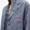 Kenzo Tulip’ Yıkanmış Karışık Keten Denim Hafif İş Kıyafeti Ceketi
