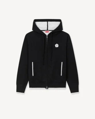 Pamuk ve Yün ‘Boke Flower 2.0’ Nakışlı Fermuarlı Kapüşonlu Sweatshirt