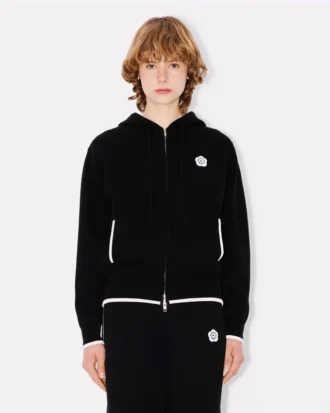 Pamuk ve Yün ‘Boke Flower 2.0’ Nakışlı Fermuarlı Kapüşonlu Sweatshirt