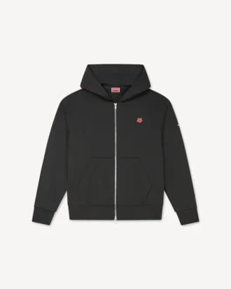 Pamuklu ‘Boke Flower’ Nakışlı Fermuarlı Kapüşonlu Sweatshirt
