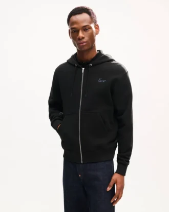 Pamuklu ‘Kenzo Signature’ Nakışlı Fermuarlı Kapüşonlu Sweatshirt