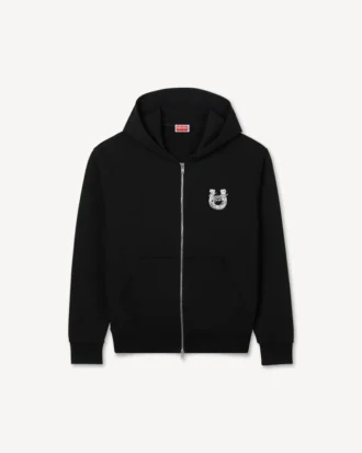Pamuklu ‘Lunar New Year’ Nakışlı Fermuarlı Kapüşonlu Sweatshirt