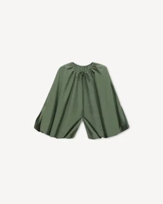 Pamuklu Poplin Oversized Pileli Bluz