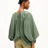 Pamuklu Poplin Oversized Pileli Bluz