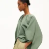 Pamuklu Poplin Oversized Pileli Bluz