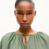 Pamuklu Poplin Oversized Pileli Bluz