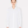 Pamuklu Poplin Stand Yaka Oversize Gömlek