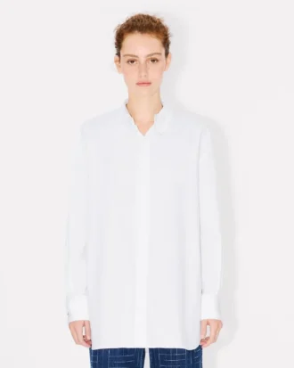 Pamuklu Poplin Stand Yaka Oversize Gömlek