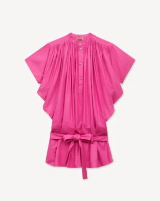 İpek iplikten oversize pileli elbise