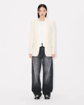 Saf Yün Tek Sıralı Kimono Blazer