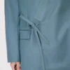 Saf Yünden Çift Düğmeli Özel Kesim Kimono Ceket