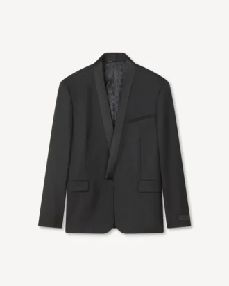 Saf Yünden Tek Sıralı Kesimli Kimono Blazer