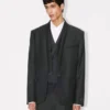 Saf Yünden Tek Sıralı Kesimli Kimono Blazer