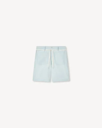 Stone Bleach Chambray Dantelli Düz Şort