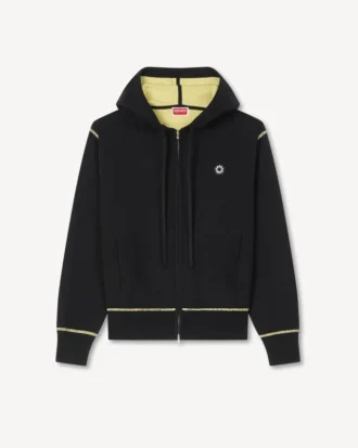 Yün Pamuklu ‘Boke Flower 2.0’ Fermuarlı Kapüşonlu Sweatshirt