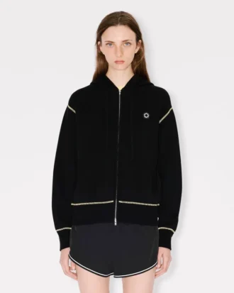 Yün Pamuklu ‘Boke Flower 2.0’ Fermuarlı Kapüşonlu Sweatshirt